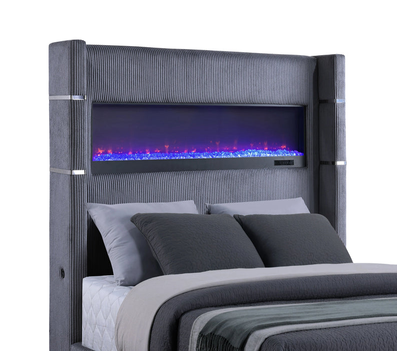 Tisdall Wingback Bed with Flame Visualizer