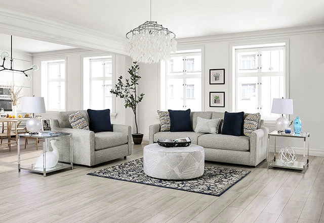 CHANCERY Ottoman, Gray/Navy