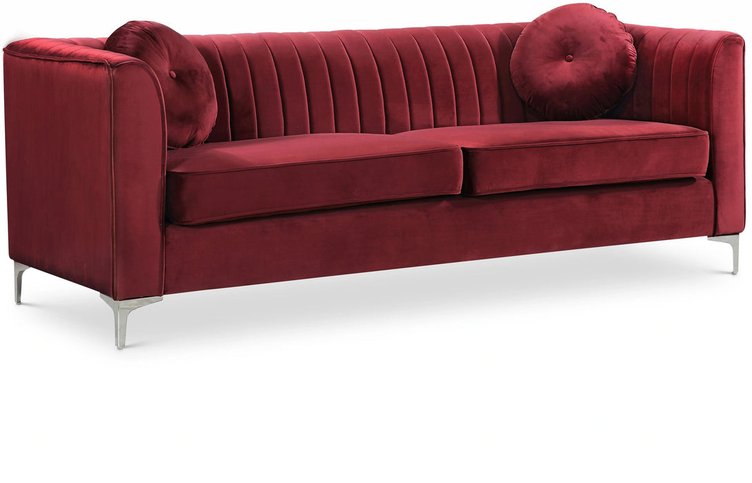 Isabelle Burgundy Velvet Sofa