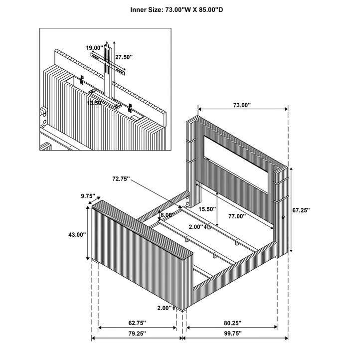 Tisdall Wingback TV Bed with Flame Visualizer