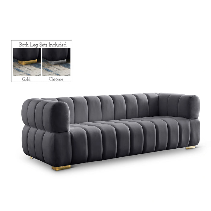 Gwen Grey Velvet Sofa