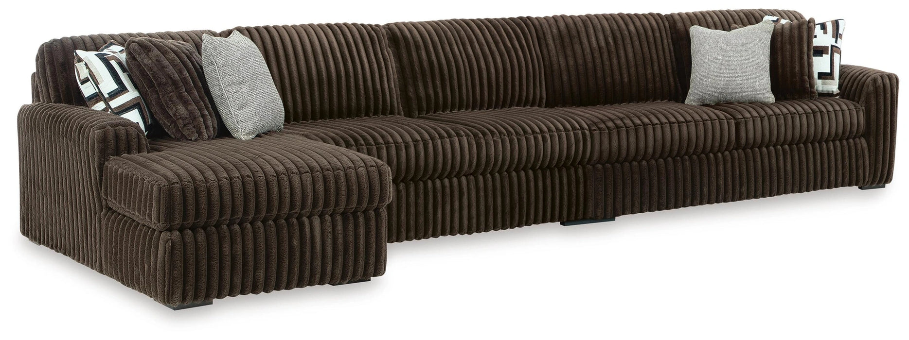 Midnight-Madness Sectional with Chaise - Chocolate