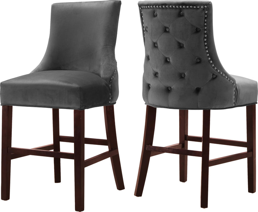 Hannah Grey Velvet Stool