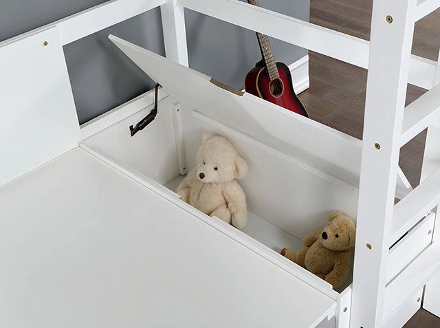 CALLISTUS Twin Workstation Loft Bed, White & Gray