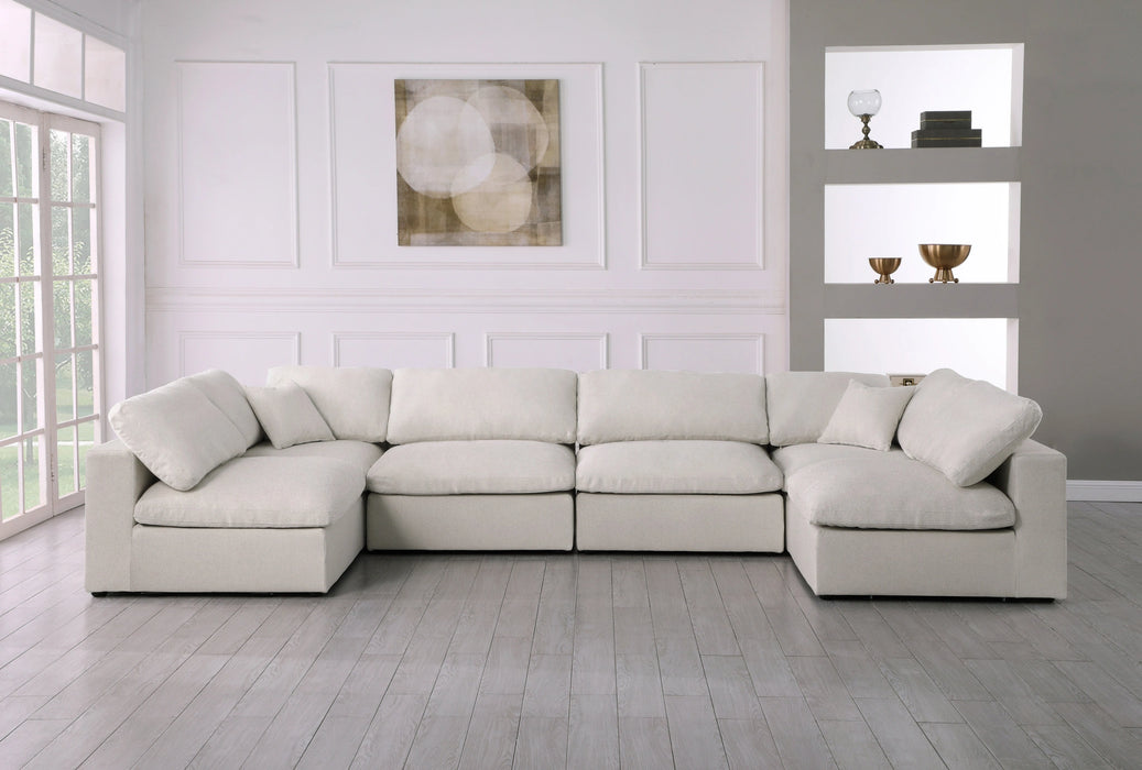Serene Cream Linen Fabric Deluxe Cloud Modular Sectional