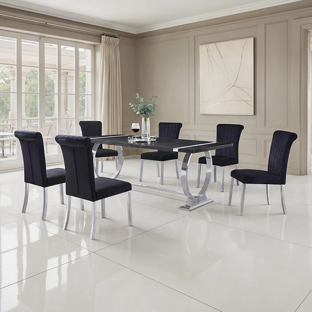 Horley 80" Dining Table, Silver Frame