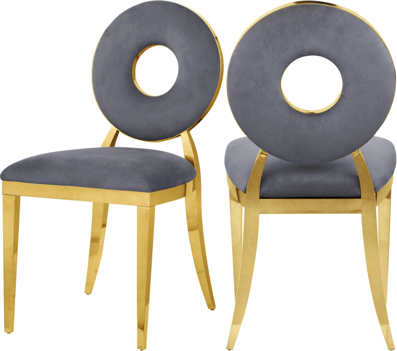 Carousel Grey Velvet Dining Chair
