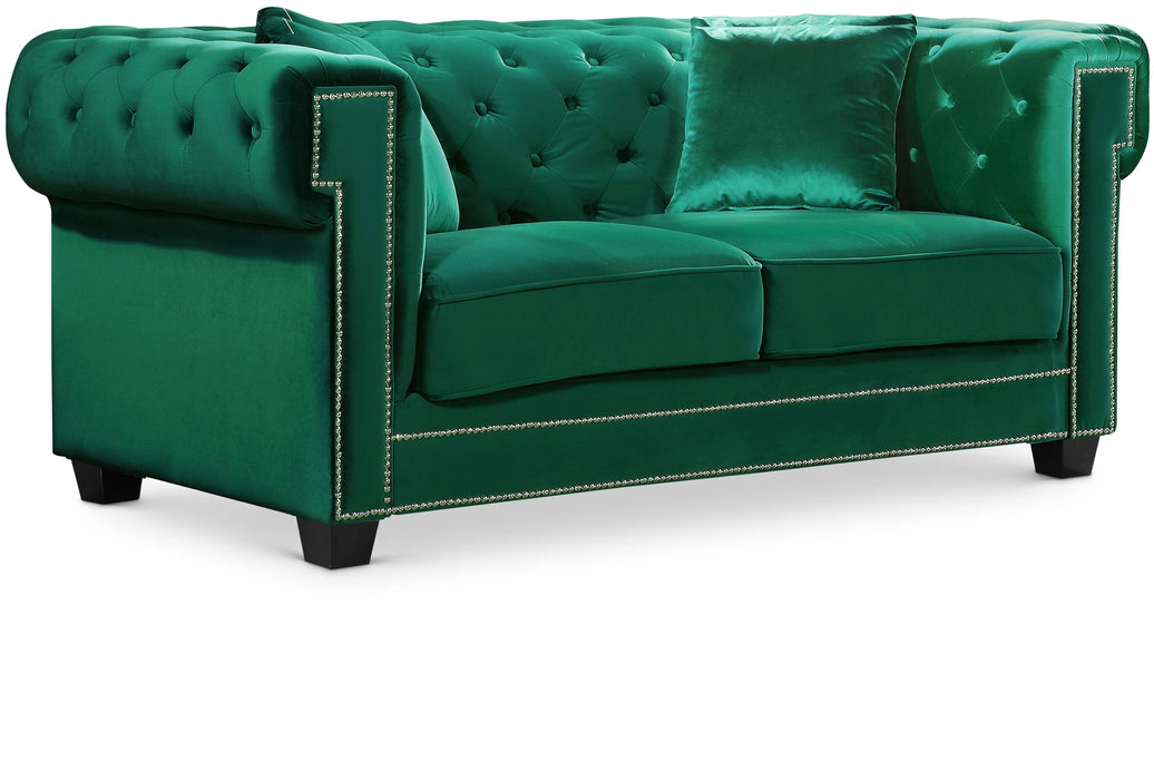 Bowery Green Velvet Loveseat