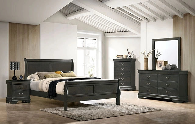 Louis Philippe Full, Twin, Full, & King Bed Black, Grey, Brown & White