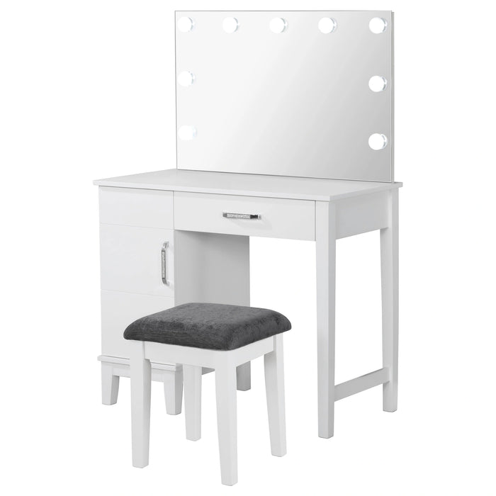 Elijah Makeup Vanity Table with LED Mirror and Stool
