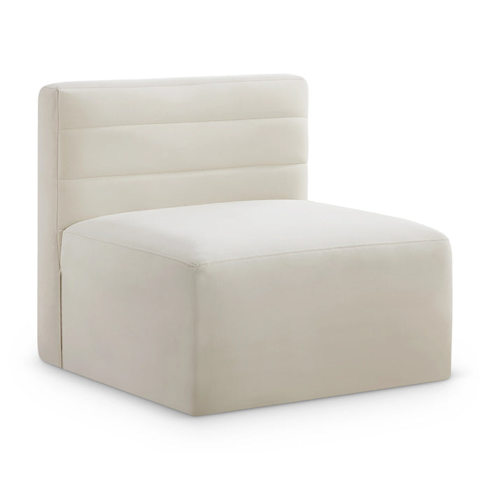 Quincy Cream Velvet Modular Armless Chair