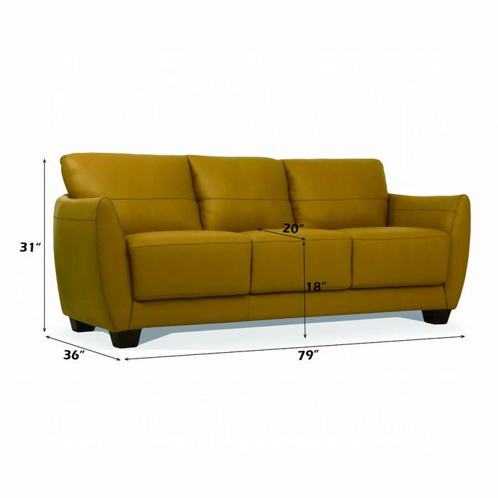 Valeria Mustard Leather Sofa