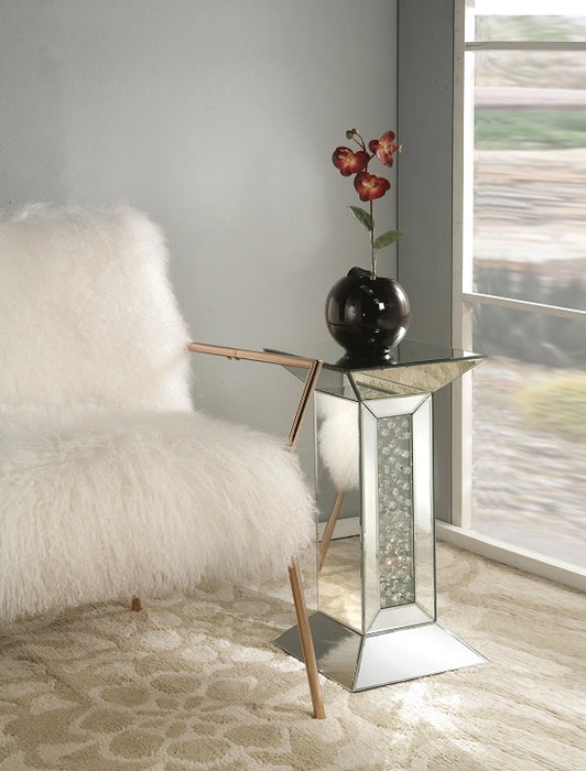 Nysa Mirrored & Faux Crystals Pedestal Stand