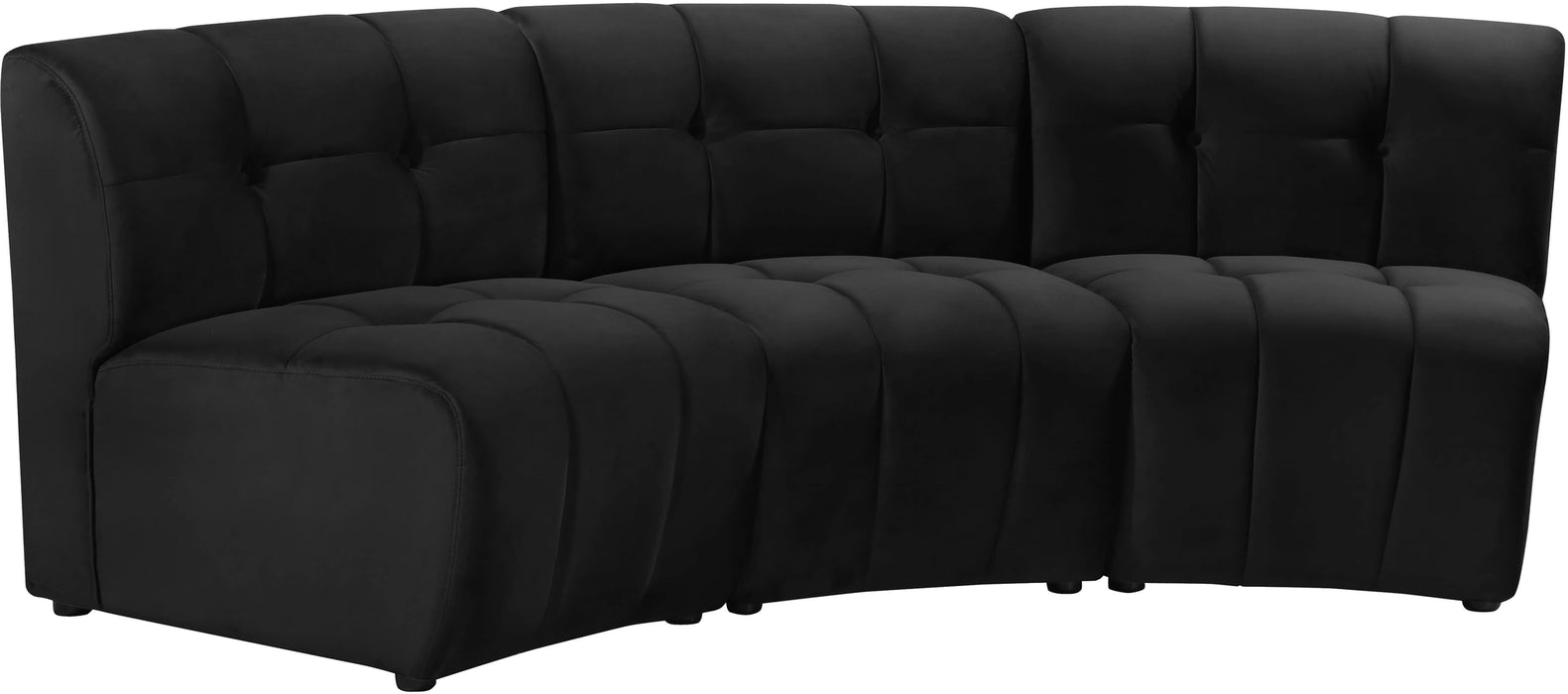 Limitless Black Velvet 3pc. Modular Sectional