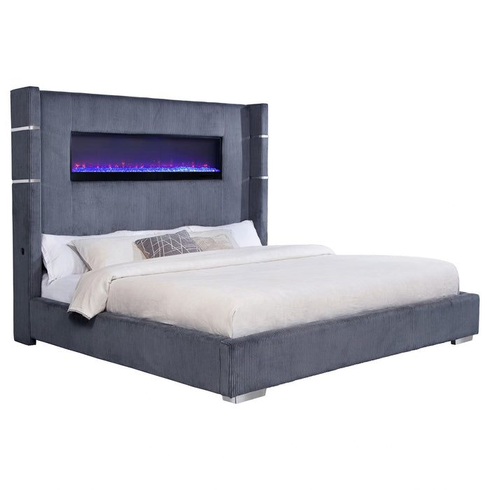 Tisdall Wingback Bed with Flame Visualizer