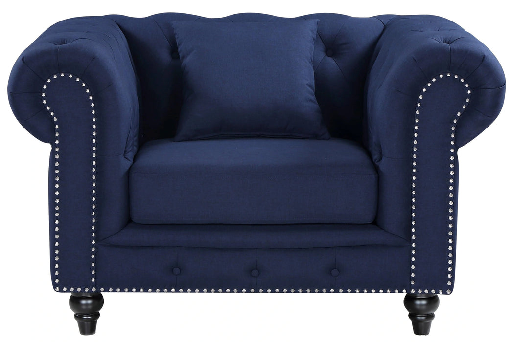 Chesterfield Navy Linen Chair