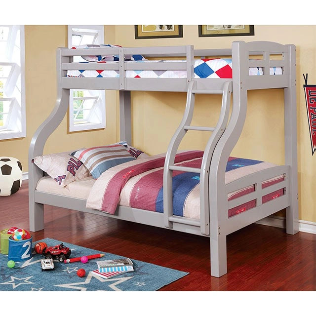 SOLPINE Gray & Oak Twin/Full Bunk Bed