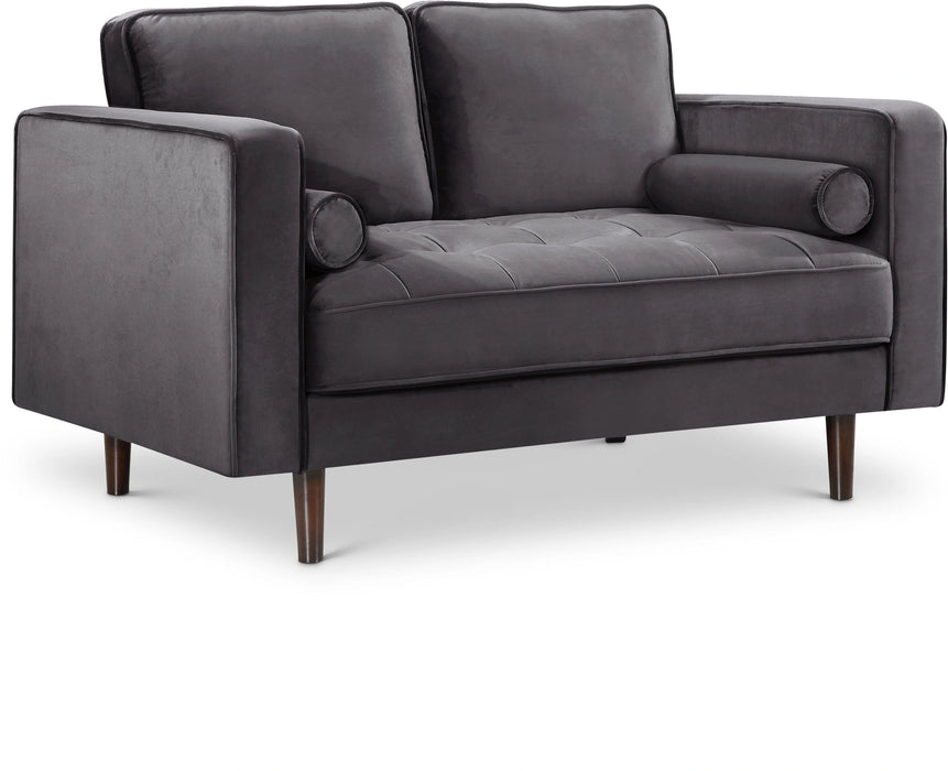 Emily Grey Velvet Loveseat