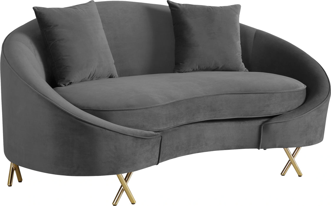 Serpentine Grey Velvet Loveseat