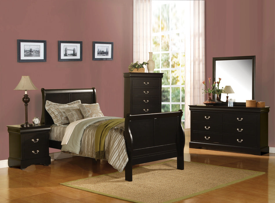Louis Philippe III Black Twin Bed