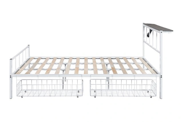 Nicoli Queen Metal Bed With Underbed Storage