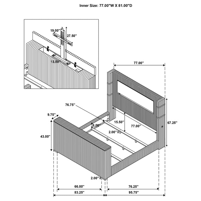 Tisdall Wingback TV Bed with Flame Visualizer