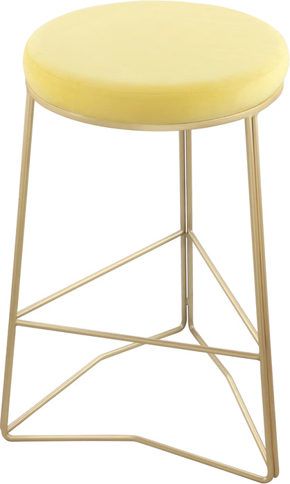 Tres Yellow Velvet Counter Stool