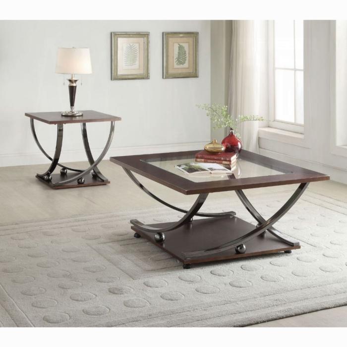 Isiah Black Nickel & Clear Glass Coffee Table