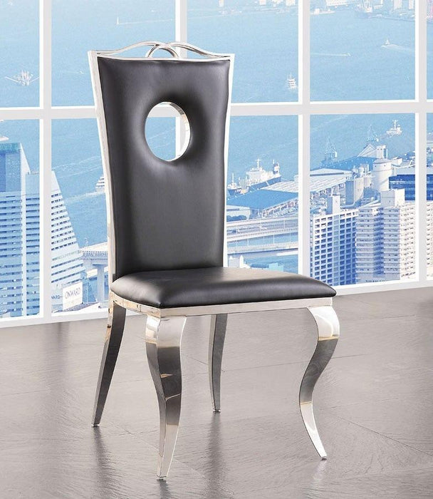 ACME Cyrene Faux Leather Side Chair (Set of 2) in Stainless Steel 62078