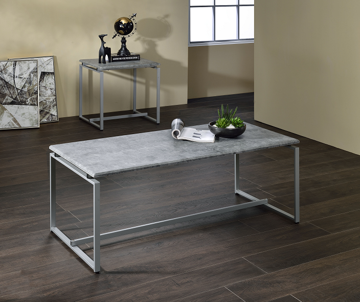 Jurgen Faux Concrete & Silver 3Pc Pack Coffee/End Set
