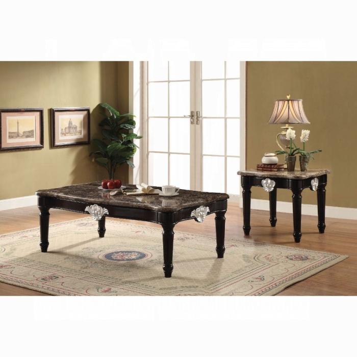 Ernestine Marble & Black Coffee Table