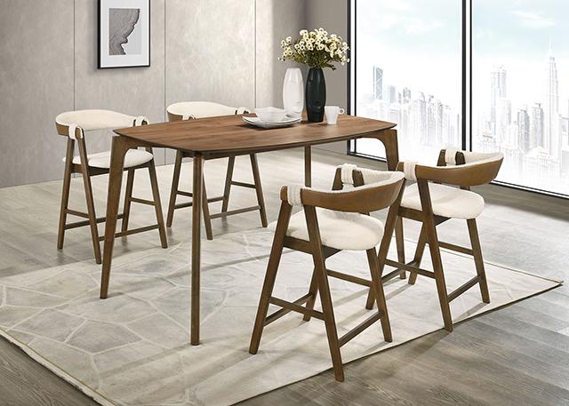 Ebikon 5 Pc Counter Ht Table Set Walnut