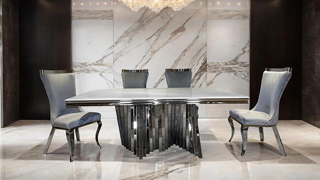 Basilicata 7 Pc Dining Set Gold & Silver