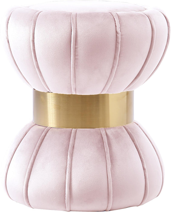 Vino Pink Velvet Ottoman/Stool