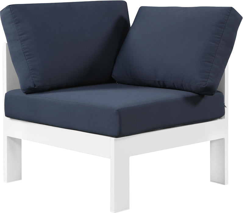 Nizuc Navy Waterproof Fabric Outdoor Patio Aluminum Corner Chair