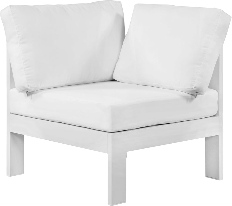 Nizuc White Waterproof Fabric Outdoor Patio Aluminum Corner Chair