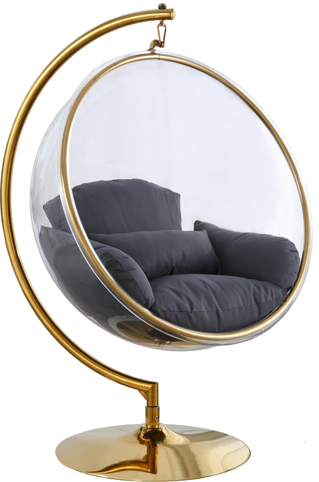 Luna Grey Fabric Acrylic Swing Bubble Accent Chair (2 Boxes)