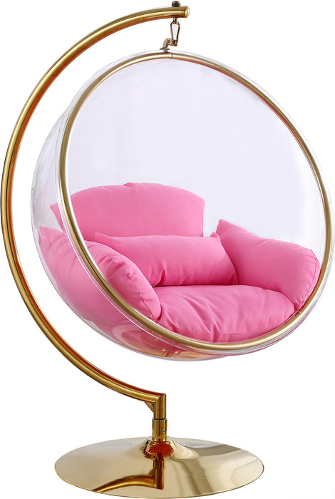 Luna Pink Fabric Acrylic Swing Bubble Accent Chair (2 Boxes)