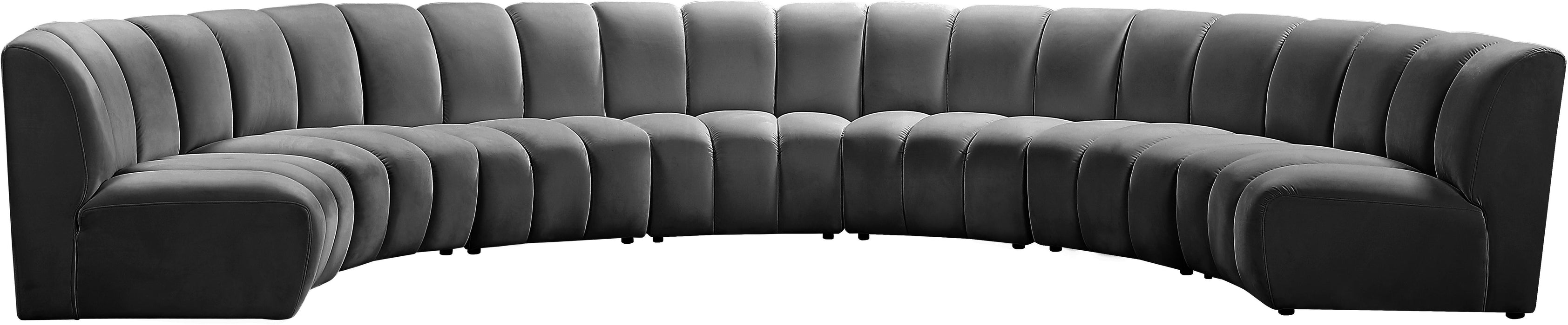 Infinity Grey Velvet 7pc. Modular Sectional