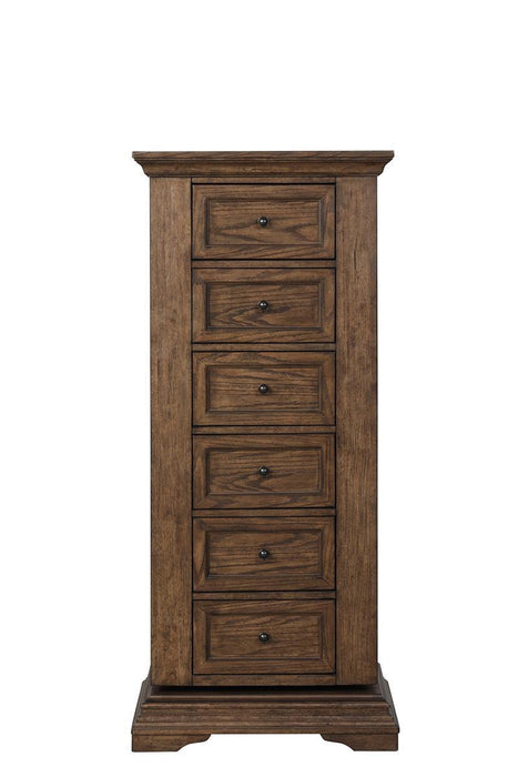 New Classic Furniture Mar Vista Swivel Lingerie Chest w/Mirror in Brushed Walnut