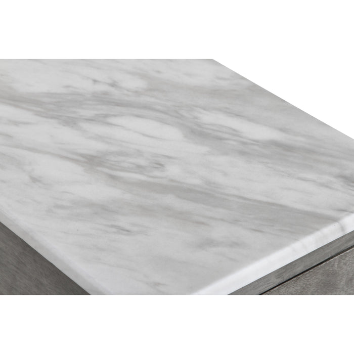 NOAH END TABLE WITH DRAWER-GRAY W/FAUX MARBLE TOP