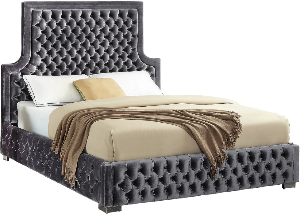 Sedona Grey Velvet Queen Bed