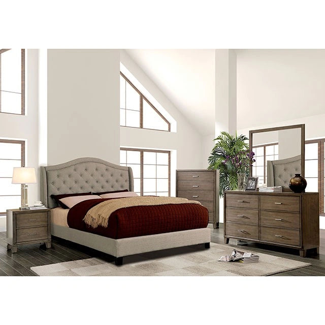 Carly Cal.King, E.King, Full, & Queen Bed Grey & Brown