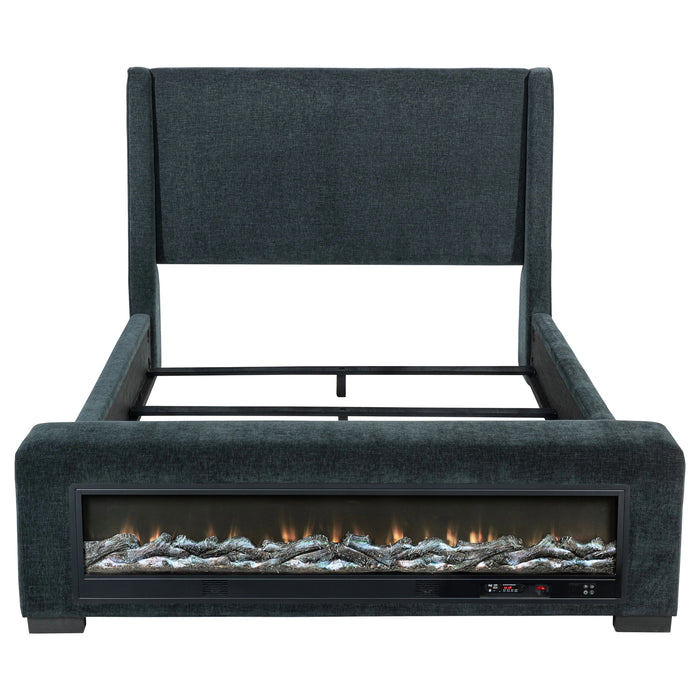 Preston Wingback Bed with Flame Visualizer and Bluetooth Speaker