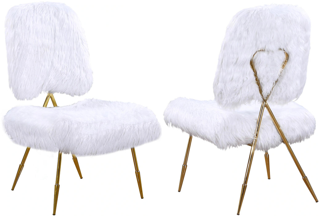Magnolia White Faux Fur Accent Chair
