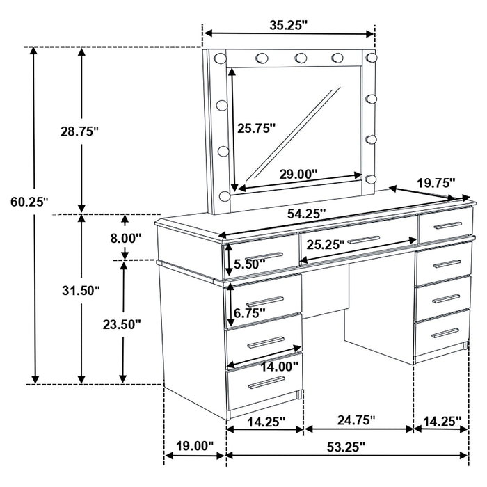 Felicity Makeup Vanity Table with LED Mirror