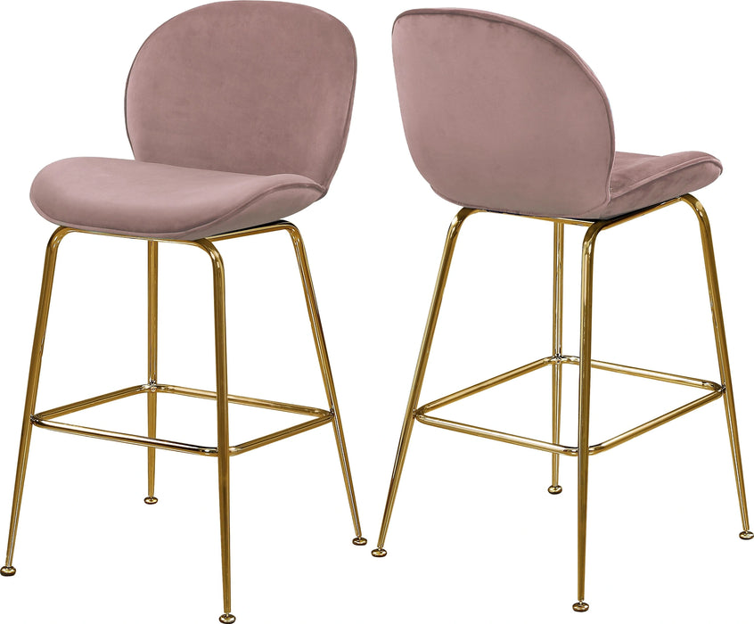 Paris Pink Velvet Stool