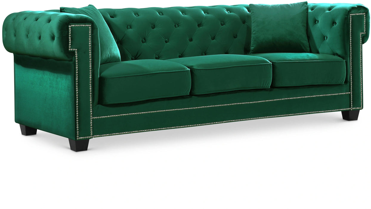 Bowery Green Velvet Sofa