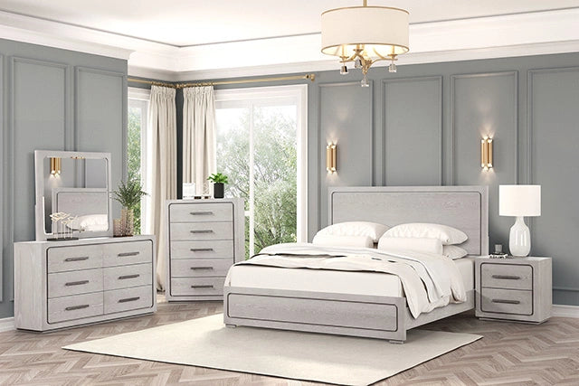 Crowthorne E.King & Queen Bed Grey & White