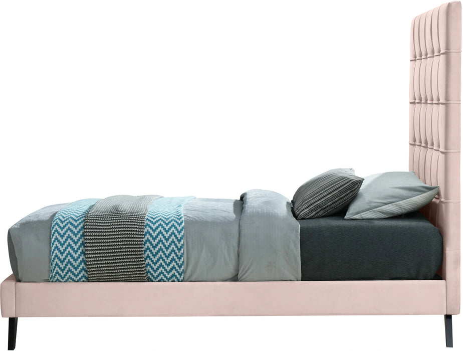 Elly Pink Velvet Twin Bed
